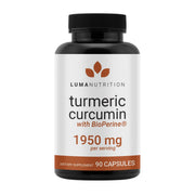 Luma Nutrition turmeric curcumin bottle highlighting high-potency 95% curcuminoids.