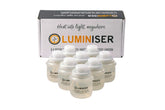 LUMINISER lamp liquid oil cartridge front view for quick, mess-free refills.