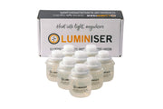 LUMINISER lamp liquid oil cartridge front view for quick, mess-free refills.