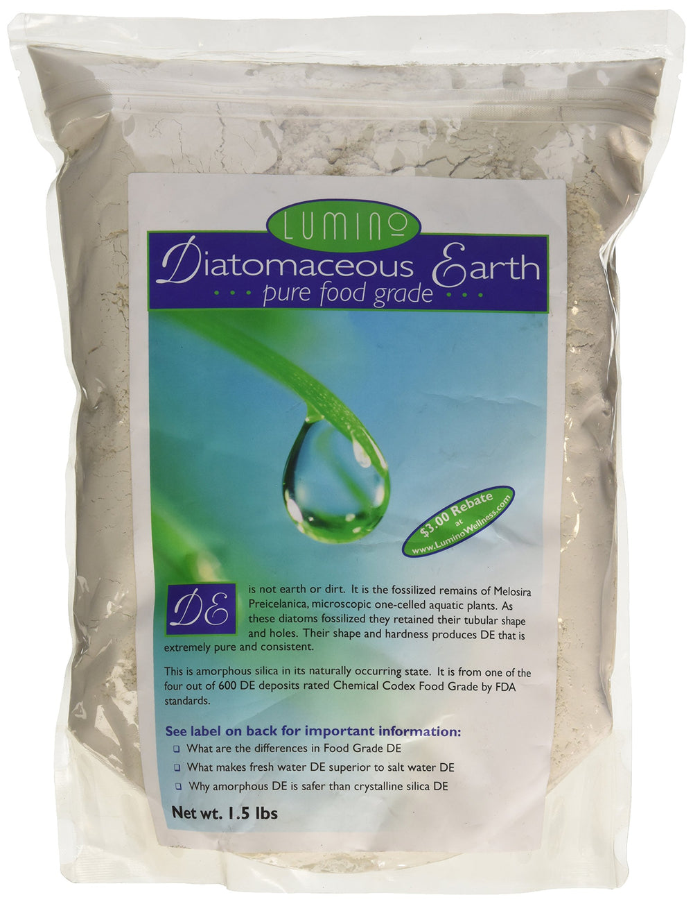 Lumino Home diatomaceous earth pure powder for versatile home tasks.