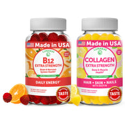 Lunakai B12 and collagen gummies bundle, premium ingredients for skin and energy.