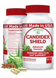 Lunakai Candida Cleanse bottle front, supporting daily yeast balance and digestive ease.
