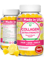 Lunakai Collagen Gummies bottle showing convenient daily beauty support for hair, skin, and nails