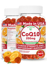 Lunakai CoQ10 gummies bottle front for daily heart health and energy support.