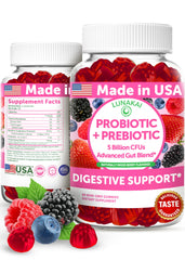 Lunakai gummies bottle with mixed berry flavor supporting daily gut balance.