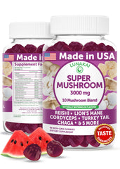 Lunakai Lions Mane gummies bottle close-up highlighting focus support.