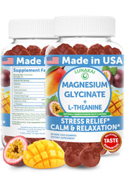 Lunakai magnesium glycinate gummies bottle for daily calm and sleep support