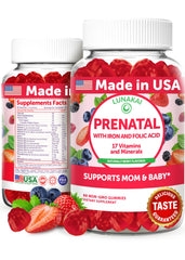 Lunakai prenatal berry gummy bottle shown for daily use