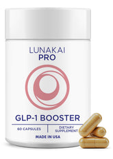 Lunakai Pro GLP-1 bottle front view for convenient daily use and mindful eating.