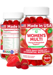 Lunakai bottle close-up showing strawberry gummies for daily wellness