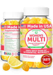 Lunakai women's multivitamin gummies bottle showing convenient daily wellness support