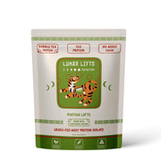 Lunar Lifts Matcha Latte protein powder jar showcasing grass-fed whey isolate for clean protein