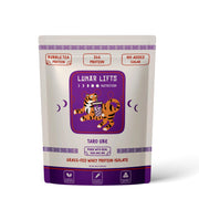 Lunar Lifts Nutrition taro-ube bubble tea powder in a jar for authentic flavor.