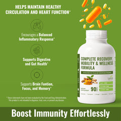 Luniva Naturals capsules with turmeric and ginger suggest daily mobility support.