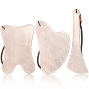 Lusomch Gua Sha set of three pieces for versatile face and body massage improves circulation.