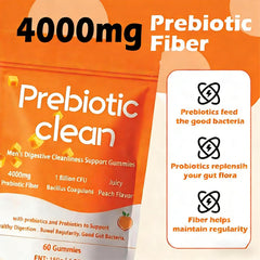 Lwefao Clean Prebiotic Fiber Gummies ingredient list shown, transparent nutrition for gut health.