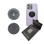 LWQCHW shungite round sticker with Flower of Life engraving for grounding and balance