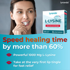 Lyranda Lysine chewable tablets close-up shows fast absorption potential.