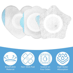 Lyreh heart shaped patch in use, adherent and mess free