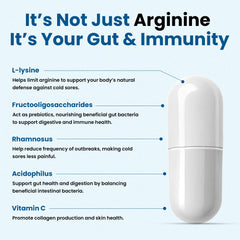 Clear Probiotics Lysine cold sore treatment packaging closeup showing the bottle.