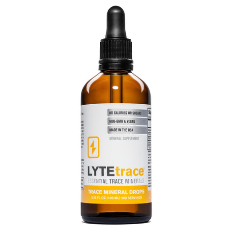 LyteLine Trace Mineral Drops bottle label highlighting minerals for daily balance