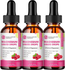 M inch Magnesium Liquid Drops raspberry bottle for easy daily dosing