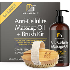 M3 Naturals anti-cellulite oil pump bottle for at-home smoothing and hydration