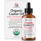 M3 Naturals castor oil 4oz bottle for versatile skin and hair hydration.