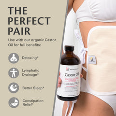 M3 Naturals Castor Oil Wrap pocket design for hot or cold packs.