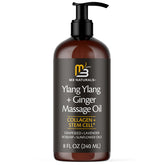 M3 Naturals Ylang Ylang + Ginger bottle pour for spa-like relaxation during massage.