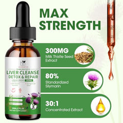 MABEFY Milk Thistle Drops dropper pour shows precise daily dosage.