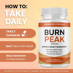 Macondo BurnPeak capsules close-up highlights easy daily use.