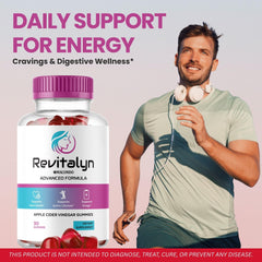 Revitalyn Apple Cider Vinegar Gummies label highlighting natural ingredients