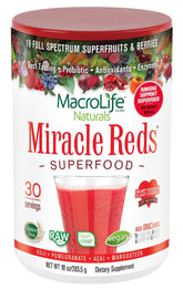MacroLife Naturals Miracle Reds bottle front, ideal for daily wellness ritual.