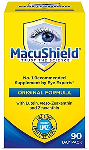 MacuShield eye supplement bottle prepared for daily use.