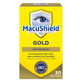 MacuShield Gold bottle front for daily eye health support.