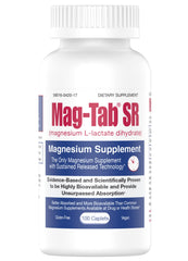 MAG-TAB SR bottle front view shows extended release packaging for steady dosing.