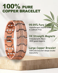 Three rows of 3800 Gauss magnets on a MagEnergy copper bracelet for balance and comfort