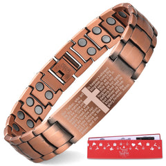 MagEnergy copper bracelet for men with cross design in gift box