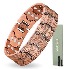 MagEnergy copper bracelet for men with hammered design for a bold daily look