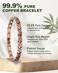 MagEnergy copper bracelet with 18 magnets near the wrist for versatile wear