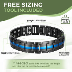MagEnergy bracelet on wrist demonstrates comfortable, adjustable 9-inch fit