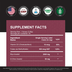 MagHealth Inositol powder bottle front showing the 40:1 ratio and ingredients.