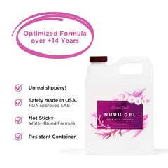 Magic Gel Nuru clear-formula highlights fragrance-free surface for discreet, stain-free sessions.