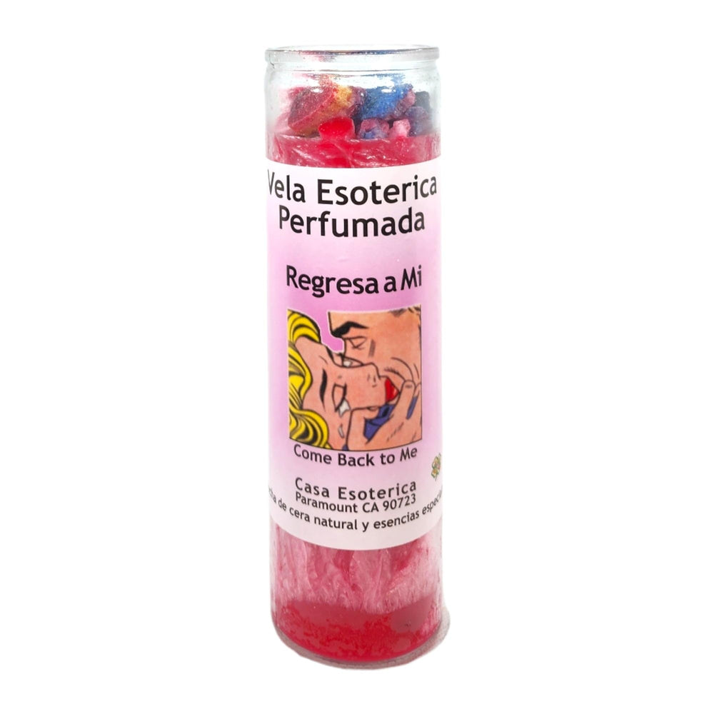 MAGICK SPACE Come Back to Me pink palm wax candle closeup for spiritual focus
