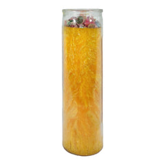 Magick Space Dressed and Fixed palm wax candle yellow close-up for ritual ambiance