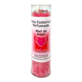 MAGICK SPACE Honey of Love Candle pink closeup for intention setting and romance rituals.