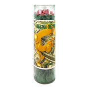 Magick Space Money Magnet Candle in green palm wax, ideal for attracting opportunities.