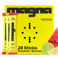 Magna electrolytes Watermelon Lime tub front label shows refreshing hydration option for daily activity.
