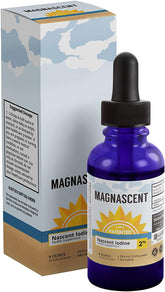 Magnascent Nascent Iodine bottle shown with dropper for easy daily use and potential energy support.